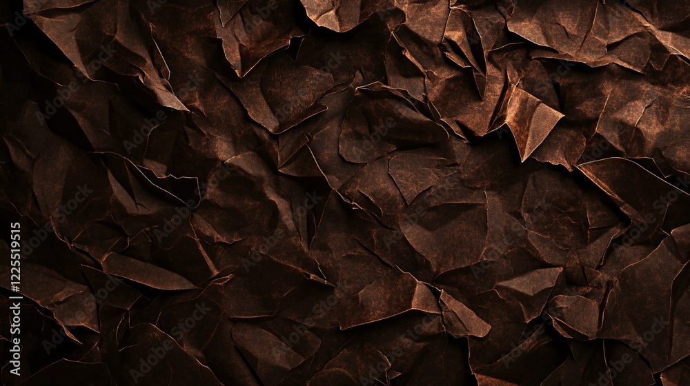 Poster dark brown crumpled paper texture forming an abstract background