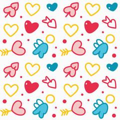 Colorful heart pattern, digital illustration, Valentine's Day, seamless design, website background