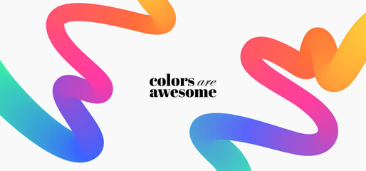 Colorful Gradient curves on white background. Cool and fun design elements.
