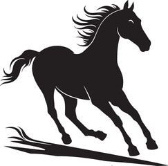 Black Silhouette of a Running Horse vector illustration