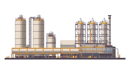 Industrial Plant Complex Featuring Large Storage Tanks and Processing Units