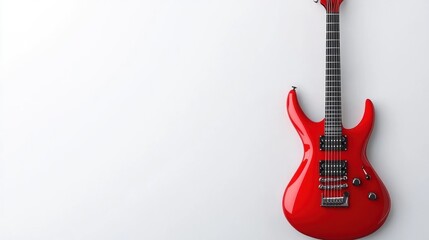 Obraz premium Red Electric Guitar on White Background