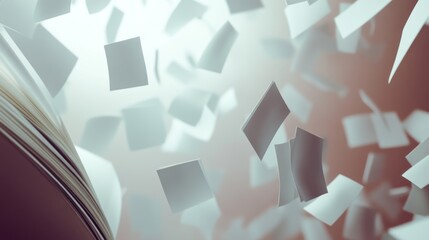 Fototapeta premium White Pages Floating From An Open Book