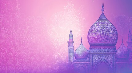 Ornate Mosque Design Against A Pink Floral Background