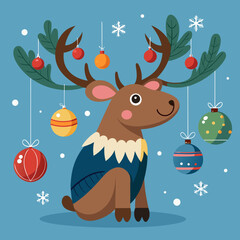 Naklejka premium reindeer and santa claus