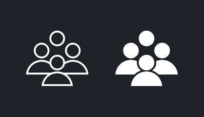 Business Team icons vector set. Group of people isolated.  Black silhouettes simple. Flat style. Vector