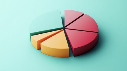 Fototapeta premium Colorful Three Dimensional Pie Chart Data Representation