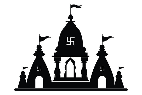Temple icon, vector. Silhouette of Hindu Temple icon. Bajrang Bali Temple symbol design from Religion. Vector illustration.