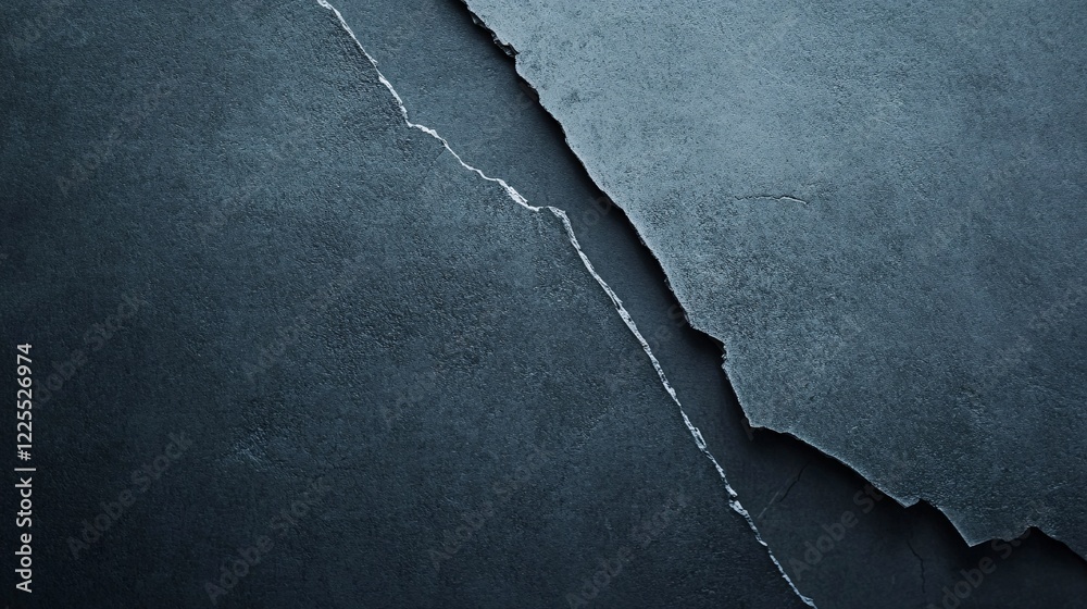Poster Dark gray slate stone texture splitting creating diagonal line