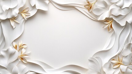 White and gold floral frame creating elegant empty space