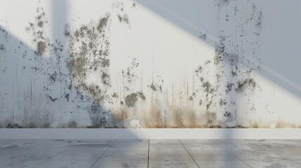 White room wall showing mold infestation