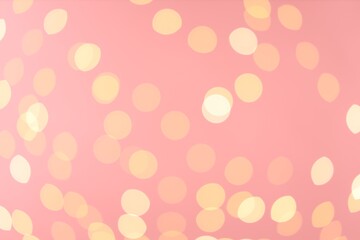 Blurred view of golden lights on pink background. Bokeh effect
