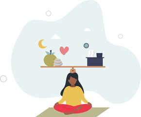 Employee wellness programs with workspace health benefits.Job and relaxation balance with company provided leisure services .flat characters.