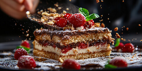 Luxuous Cake, Macro Photography Style, Generative AI Bakery background