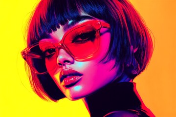 Fototapeta premium Short trim - highlighted hair. Stunning calm black girl - for ads, banner and digital marketing marketing use. Commercial digital ads conceptual art. African american portraiture style.