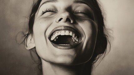 Joyful woman expressing happiness with a bright smile showcasing genuine emotion and warmth in a close-up portrait.