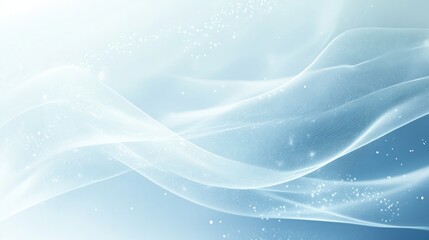 Abstract Blue Wave Background With Glimmering Particles