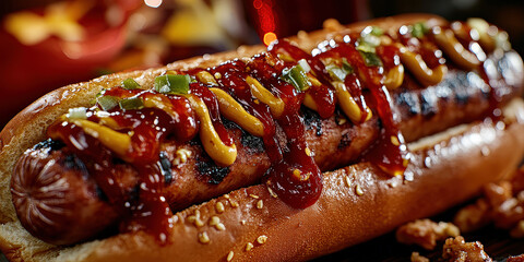 Luxuous Hotdog, Macro Photography Style, Generative AI Hotdog background