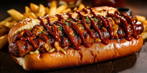Luxuous Hotdog, Macro Photography Style, Generative AI Hotdog background