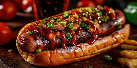 Luxuous Hotdog, Macro Photography Style, Generative AI Hotdog background