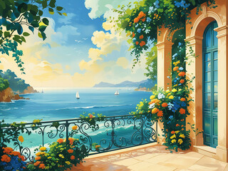 Fototapeta premium view of the sea from the sea