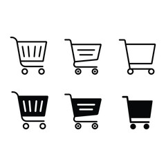 Shopping cart icons set.Isolated on a white background, Shop cart icon set, buy and sale symbol. Full and empty shopping cart. Shopping basket icon sign. Online shopping button.