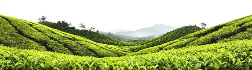 Lush Green Tea Plantations Rolling Hills Landscape