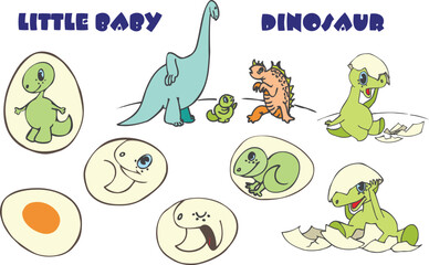 Cartoon Dinosaurus Pack. Dino Baby Set Vector
