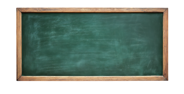 Blank green chalkboard with wooden frame.