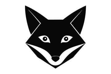 A minimalistic fox face with triangular ears silhouette illustration.eps