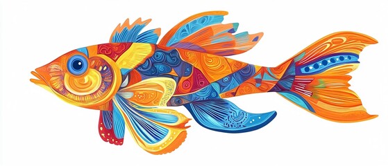 Fototapeta premium Vibrant Handdrawn Colorful Fish Illustrations for Creative Designs