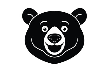 A happy bear face silhouette illustration.eps