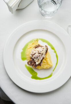 Beef Osso Buco with Mashed Potatoes. Perfectly plated for a fine dining experience