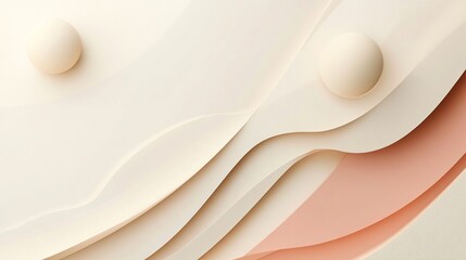 Abstract Cream And Peach Wave Design With Spheres
