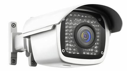 Modern wireless security camera with motion detection and weatherproof design, white background