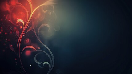 Abstract Floral Design with Glowing Red and Gold Hues