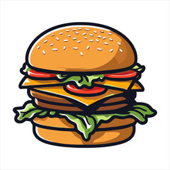 hamburger on black and colour vector art 