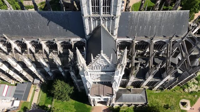 Aerial view of Abbatiale Saint-Ouen ( Saint-Ouen Abbey) in Rouen, France