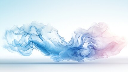 Abstract blue and pink smoke swirls on white background; design element
