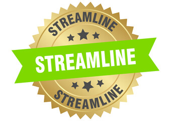 Obraz premium streamline. streamline round green and gold label isolated on transparent background