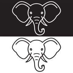 Vector isolated one single contemporary line art minimal elephant icon,Black And White Elephant,Elephant, coloring page for kids, Vector of an elephant in line art