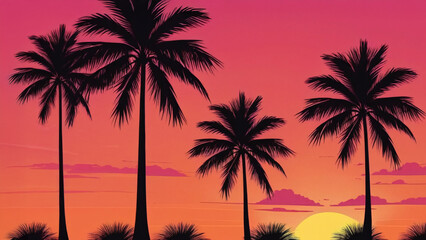 A breathtaking Tropical Sunset showcasing a silhouette of palm trees against the sky