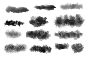 Set of black paint, brush strokes. © neurostructure