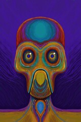 Alien creature, sketch - digital painting. The picture is painted by hand on a tablet. © neurostructure