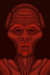 Alien creature, sketch - digital painting. The picture is painted by hand on a tablet. © neurostructure