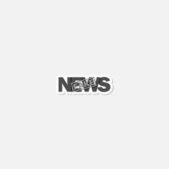 Fake news icon sticker isolated on gray background
