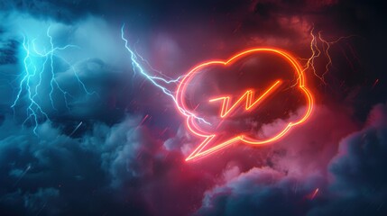 Electrifying Lightning Bolt Speech Bubble Design for Dynamic Posters and Digital Graphics