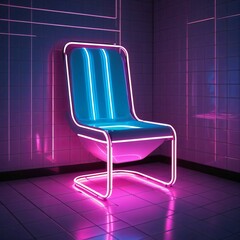 Futuristic Chair with Neon Outlines
The image presents a futuristic chair with smooth curves and neon outlines. Its unique design creates a glowing silhouette effect in a dark interior.