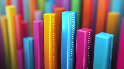 Obraz premium Colorful vertical bars create an abstract background, symbolizing data, growth, and diversity in a vibrant visual representation.