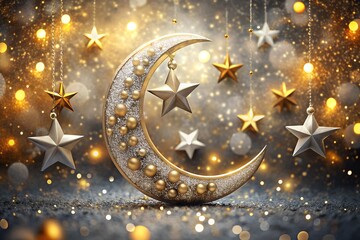 Abstract background showcasing a glowing crescent moon, perfect for celestial and elegant themes.